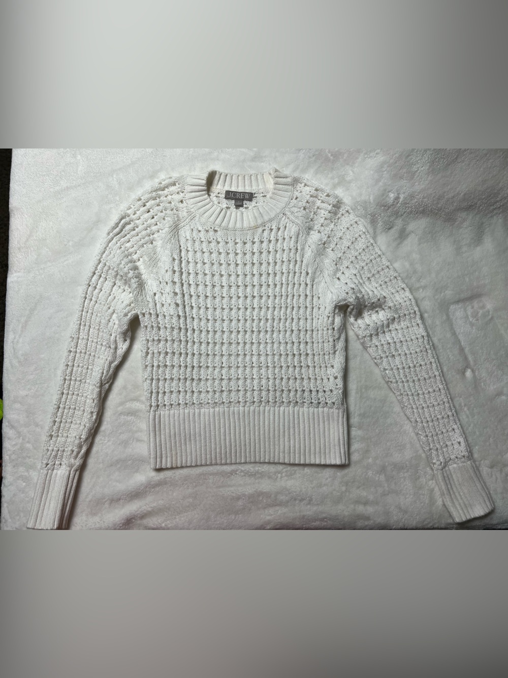 J. Crew White Textured Crewneck Sweater
